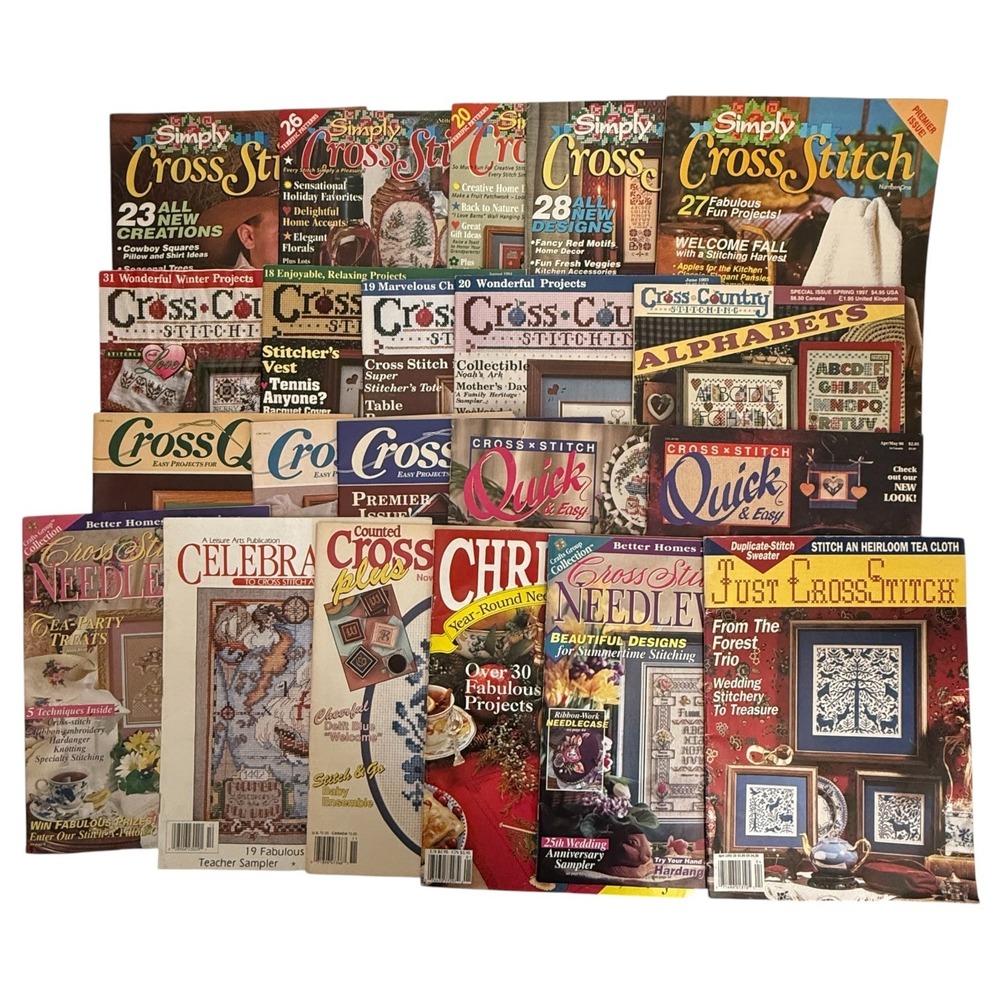 Vintage Cross Stitch Magazine Lot of  21 Patterns Set Premier Issue Christmas